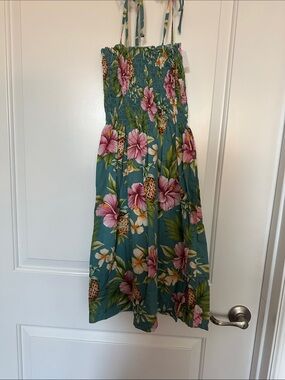 Tropical Teal Floral Pineapple Maxi Dress